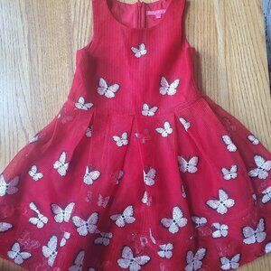 Derhy Kids Sleeveless Red Dress with Butterflies